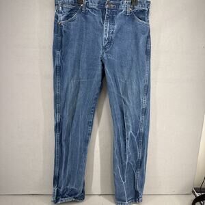 Wrangler 13MWZ Cowboy Cut Jeans Mens 38x32 Blue Denim Western Straight Leg